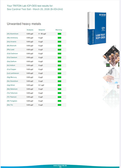 Sea Cardinal Triton Labs salt mix results